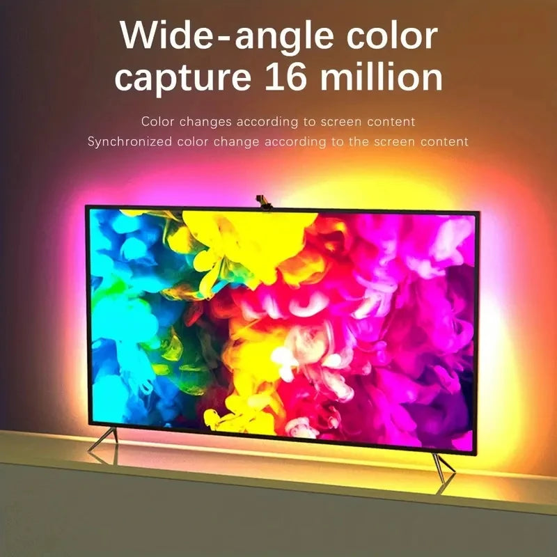 RGBIC LED TV Backlight Strip with AR Sensor Sync to Screen Ambient Lighting APP Control for 35-80 Inch TVs Monitors Gaming Room