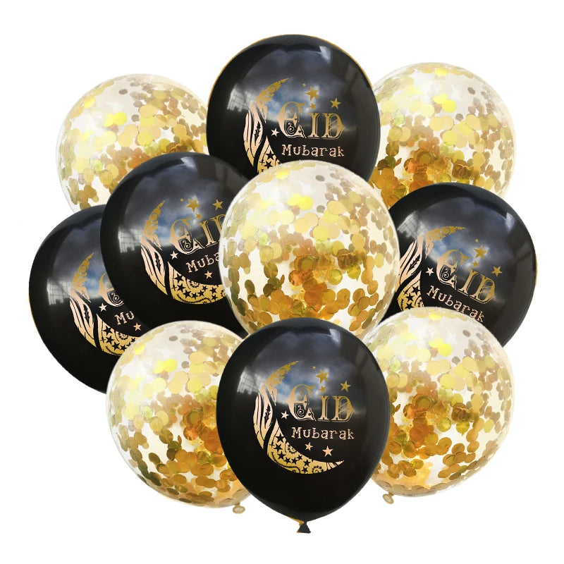 10Pcs Eid Mubarak Latex Confetti Balloons Islamic Muslim Party Supplies 2023 Ramadan Kareem Decoration For Home Eid Al Adha Gift