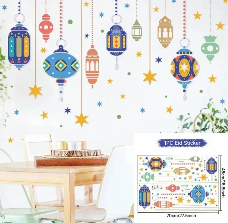 Eid Mubarak Wall Window Stickers Ramadan Decorations for Home 2025 Ramadan Kareem Islamic Muslim Party Decor Eid Mubarak Gifts