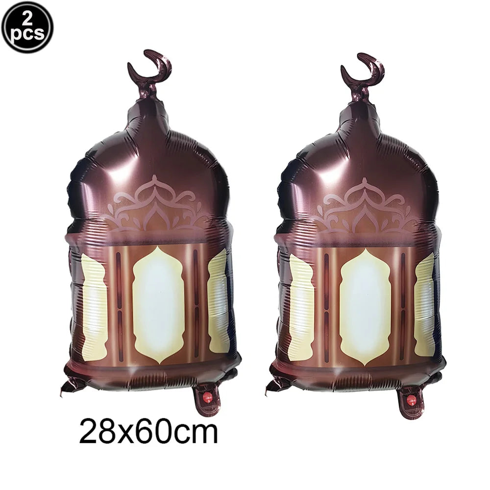 Happy Eid Ramadan Mubarak Foil Balloon DIY Decoration Islamic Ramadan Stars and Moon Helium Balloon Celebration Party Decoration