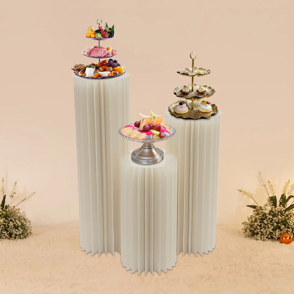 3pcs/2pcs Foldable Cardboard Centerpiece Display Cylinder Flowers Stand Columns Display for Wedding Party Garden Decoration