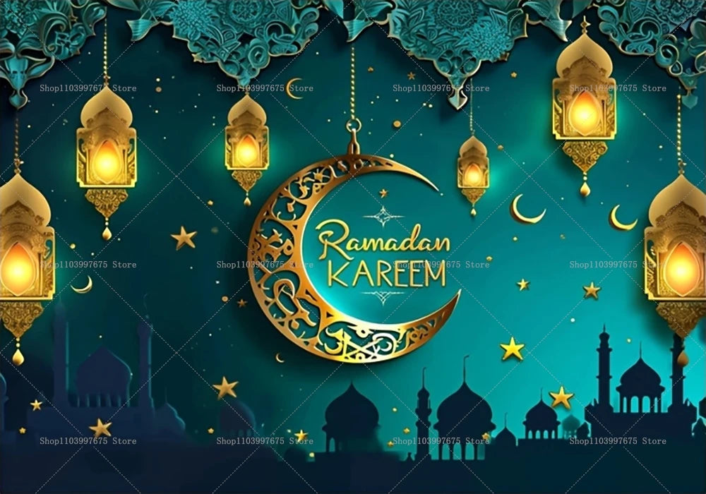 Eid Mubarak Backdrop Decorations Ramadan Background Banner for Home Islamic Muslim Eid Al-fitr Party Decor Supplies Photo Studio