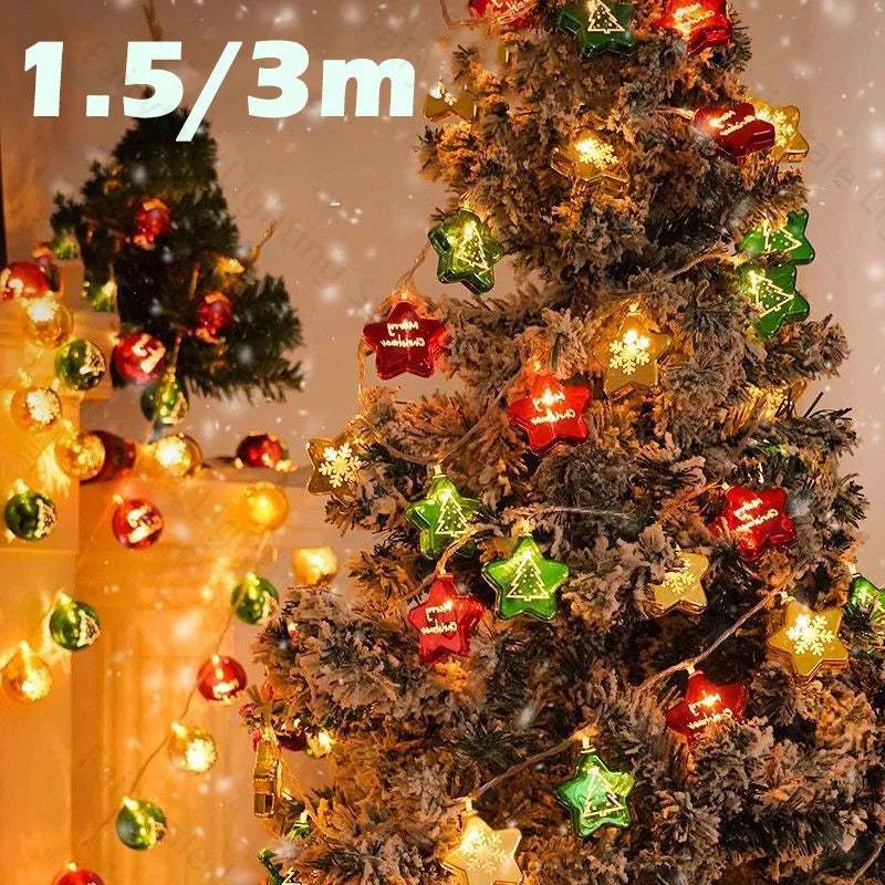 2025 Candy Cane Christmas Lights Santa Claus Snowman Lamp Xmas Tree String Hanging Ornaments Merry Christmas Decor