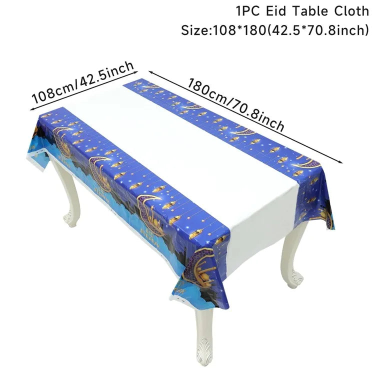 Eid Mubarak Tablecloths Ramadan Decoration for Home 2025 Islamic Muslim Party Decor Ramadan Tableware Supplies Eid Al Adha Gift