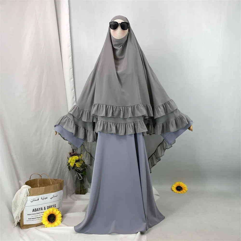 Fashion Extra Long Khimar Plain Chiffon Muslim Women Prayer Scarf Dubai Turkish Hijabs Turban Ramadan Niqab Abaya For Women