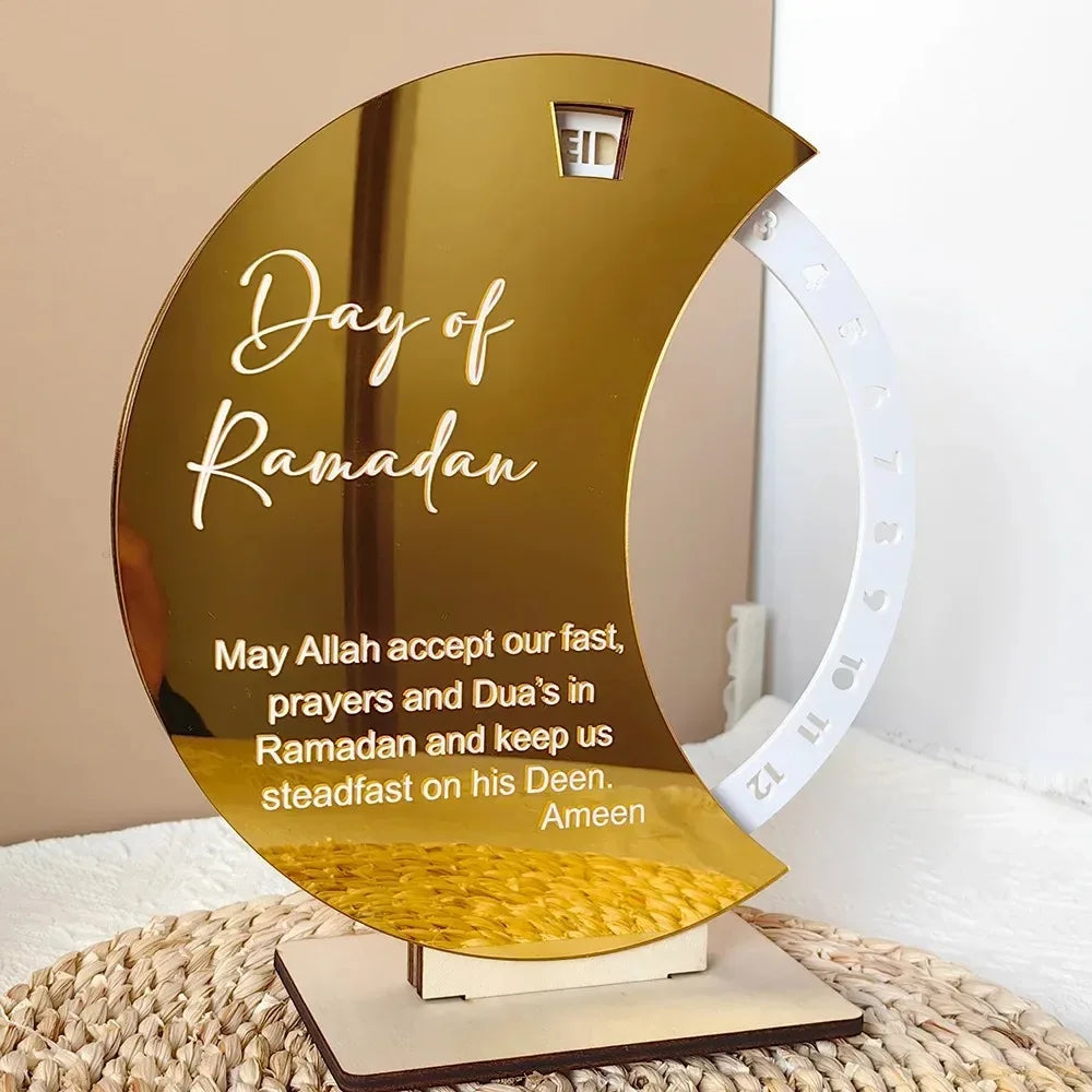 Rotatable Silver Black Ramadan Calendar Countdown Wheel with Base Table Ornament Day of Ramadan Islam Muslim Party Decor Gift
