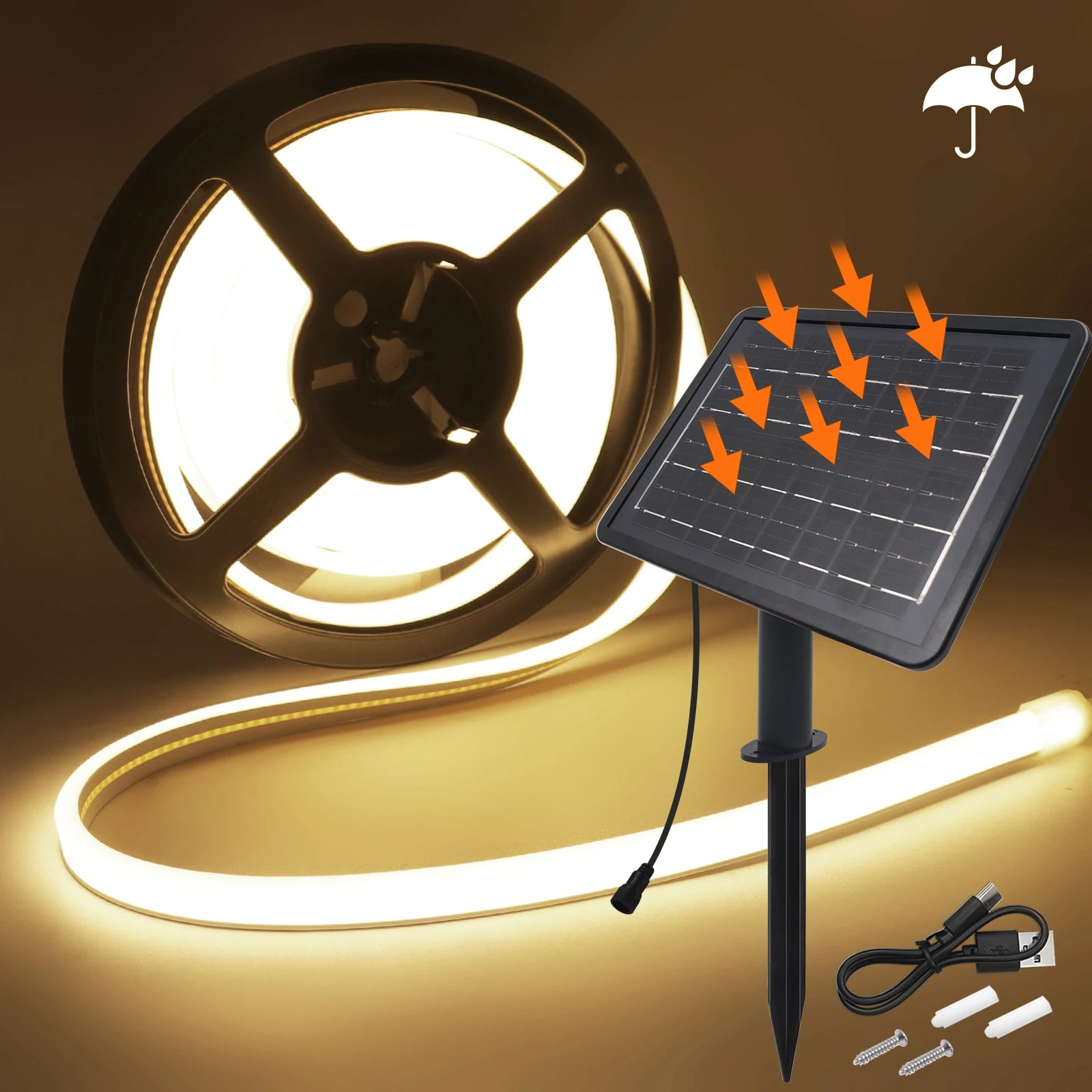 DC 24V COB Solar Neon Light Strips 320LEDs 480LEDs High Density Linear Lighting IP67 IP68 Waterproof Outdoor Warm Natural White