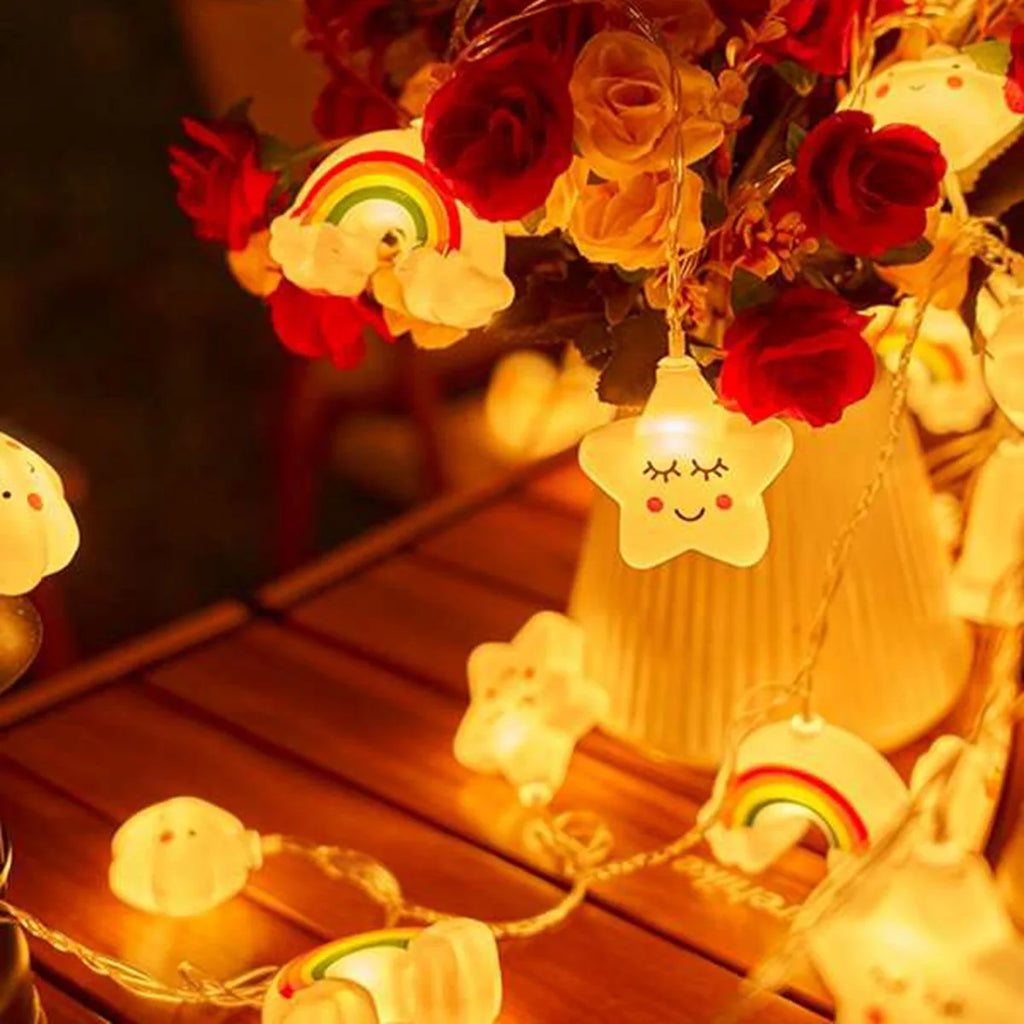 1PACK Rainbow, Star & Cloud String Lights, LED Decorative Fairy Light, Battery Powered Twinkle Lights for Party & Bedroom Decor