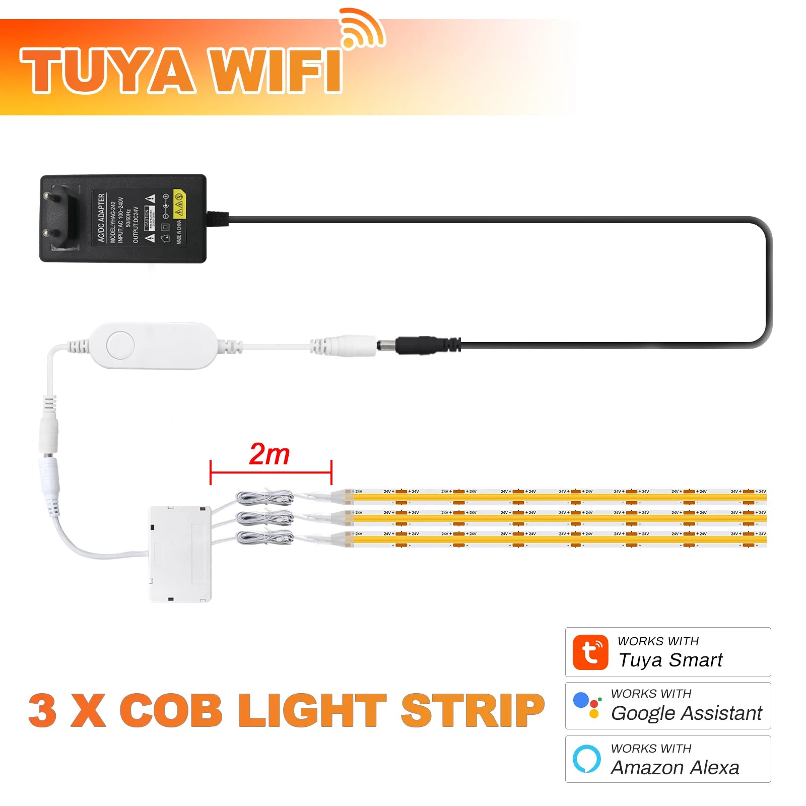 WiFi Zigbee Under Cabinet COB Led Strip Dimmable Bookcase Wardrobe Closet Ribbon Light Kit Collection Display Backlight LED Tape