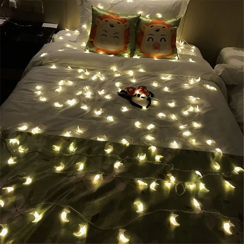 1.5M 10LED Moon Star Eid Mubarak String Light Ramadan Decorations for Home 2023 Ramadan Kareem Islamic Muslim Party Eid Al Adha