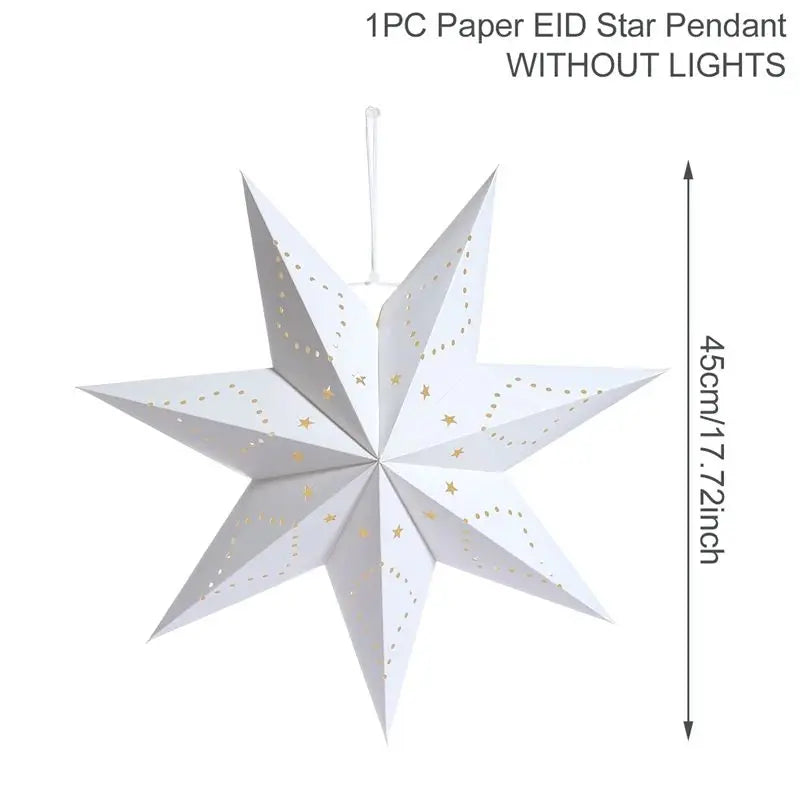30-75cm Hollow Star Hanging Pendant Eid Mubarak Christmas Ramadan Decoration 2024 Islamic Muslim Party Decor Ramadan Kareem Gift