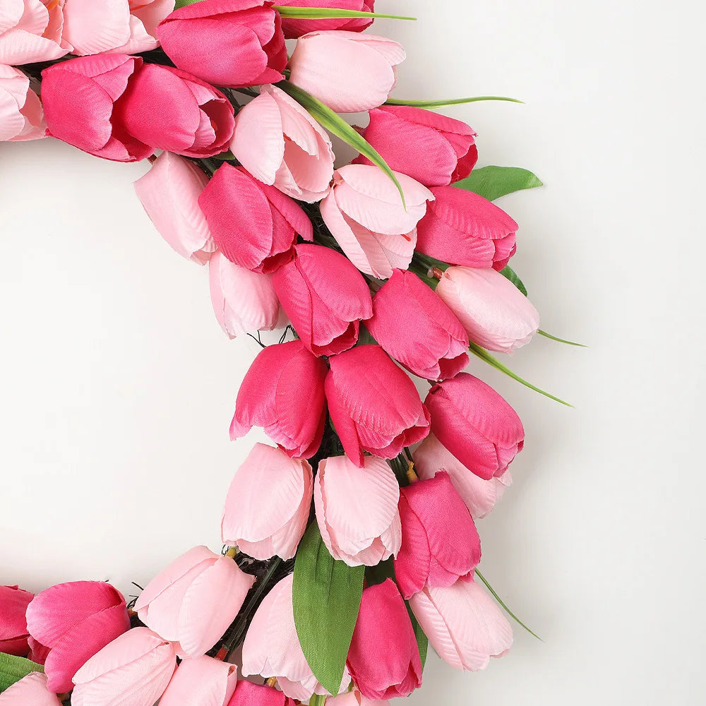 YeeNanee Vibrant Wild Flowers Spring Wreaths for Front Door Artificial Daisy Tulip Lambs Ear Summer Wreath Home Wall Decoration