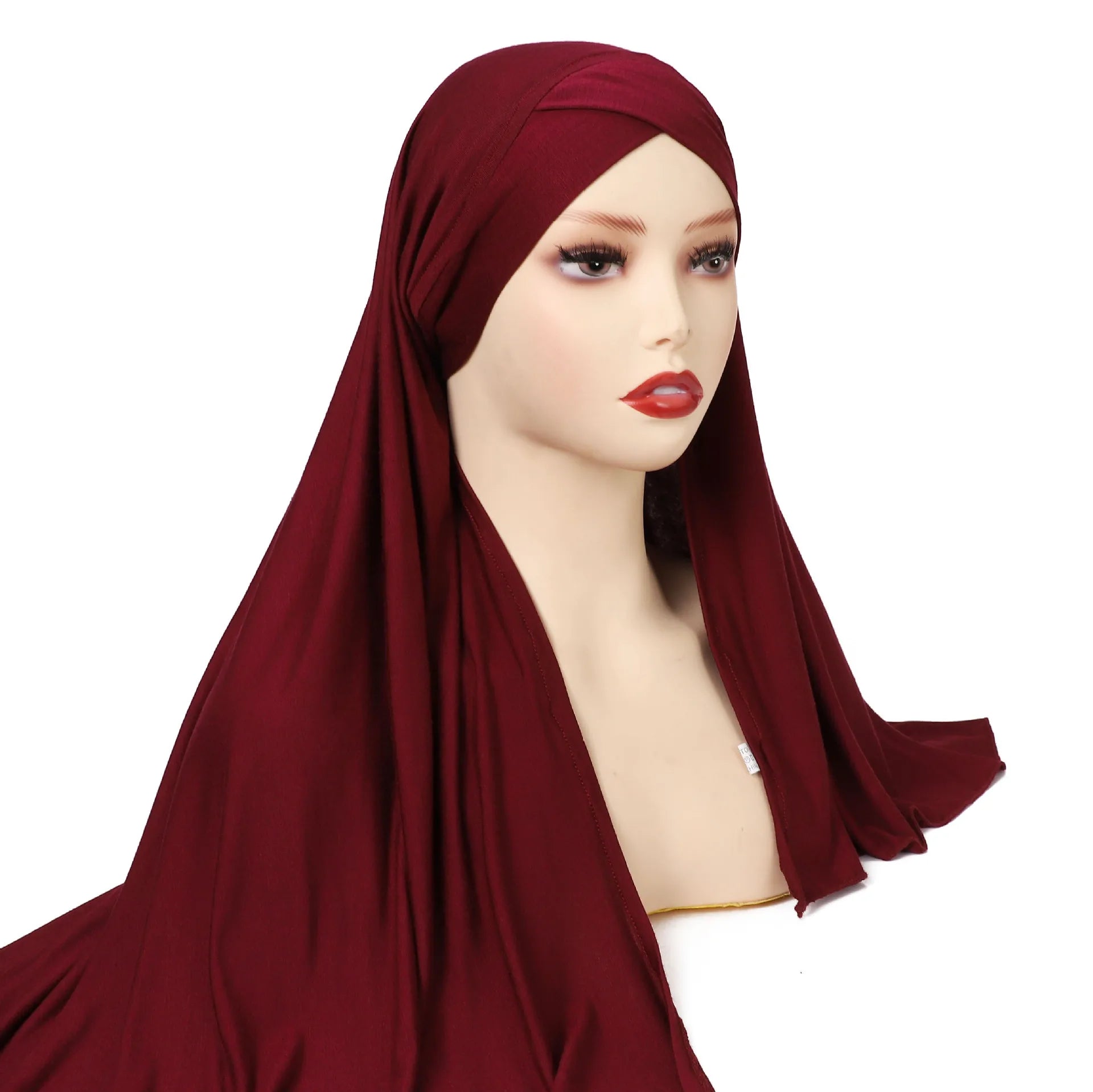 Women Turban Modal Jersey Hijab Lightweight Soft Forehead Cross Instant Hijab Shawls and Wraps Muslim Stretch Head Scarf Mujer