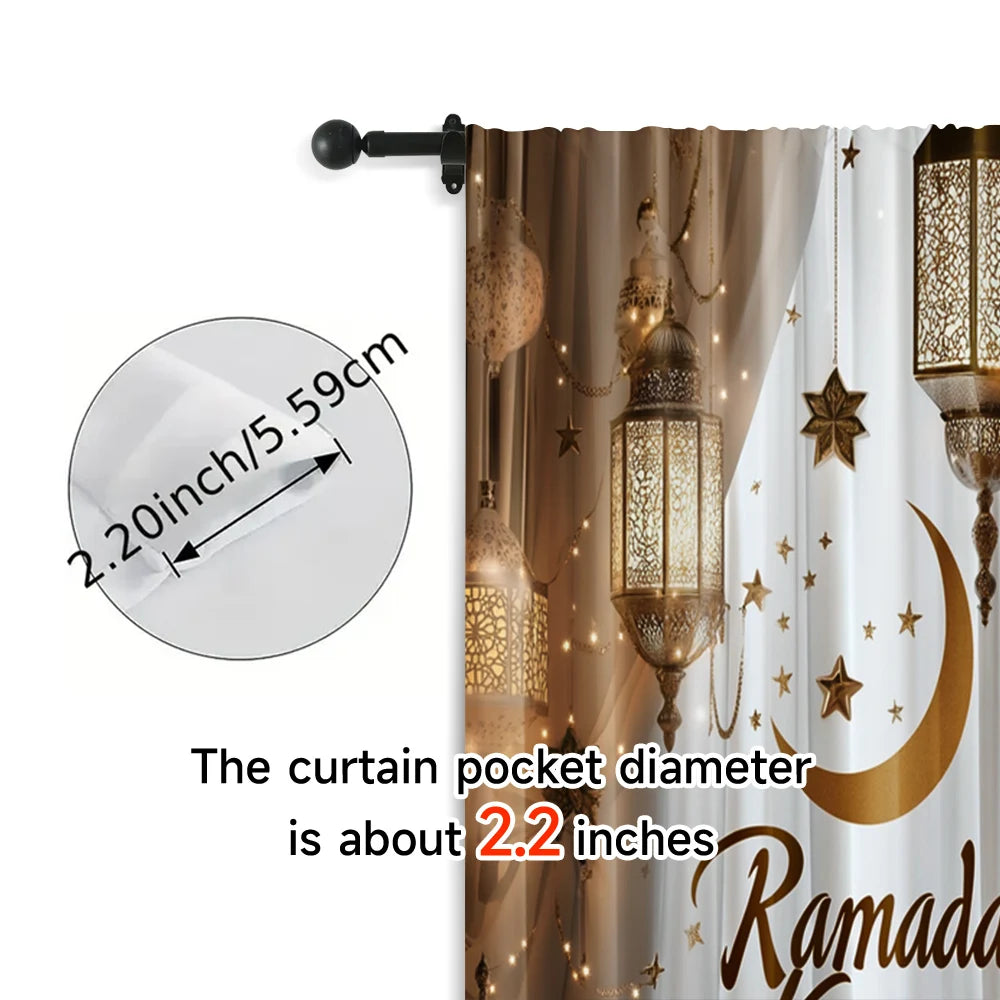 2pcs, Popular Curtain Panels Ramadan Moon Polyester Woven Polyester Woven (without rod) All Seasons Ldeal for Home & Office