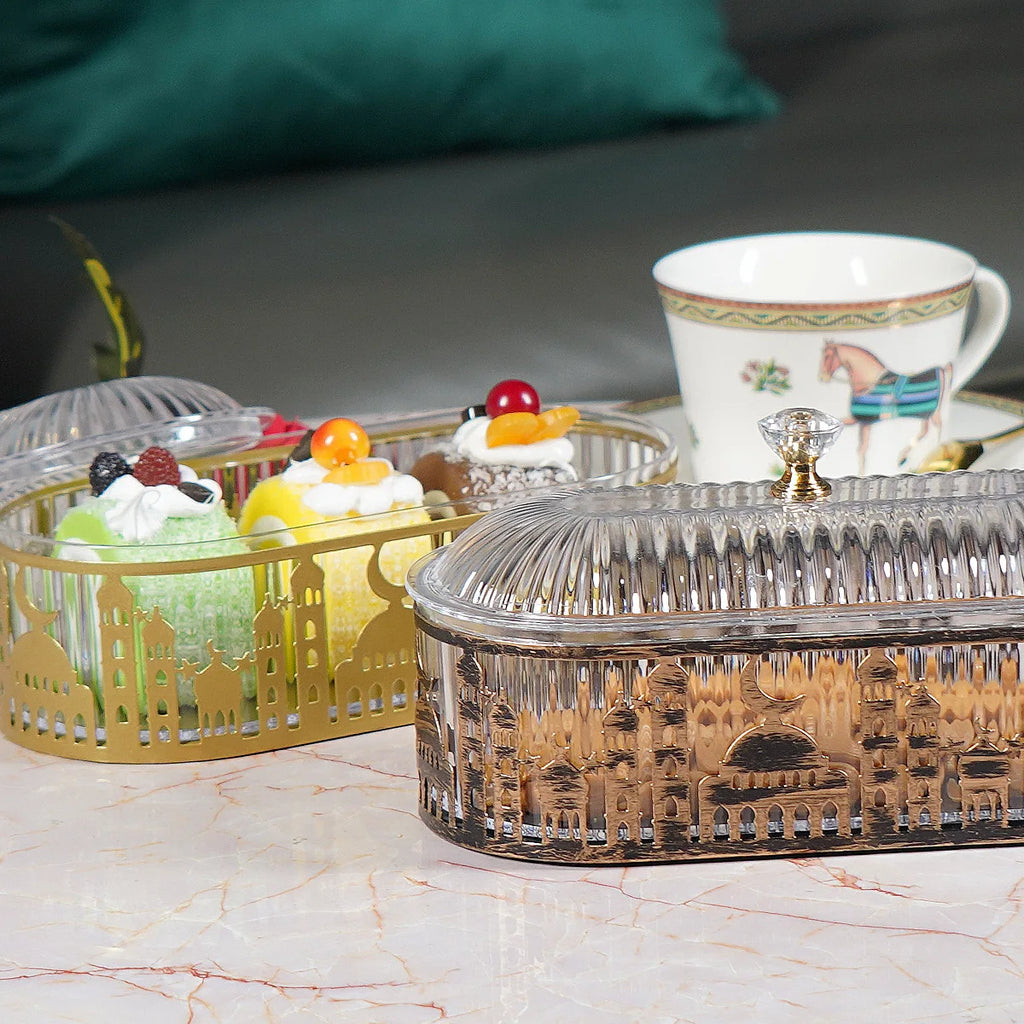 Eid Mubarak Candy Snack Jar Ramadan Kareem Decorations For Home 2025 Islamic Muslim Al-Fitr Party Supplies Star Moon Tray