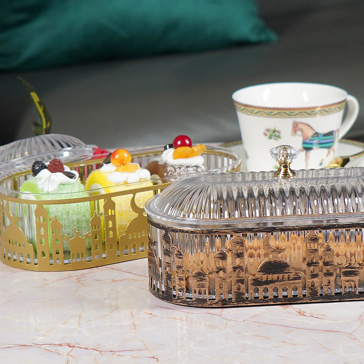 Eid Mubarak Candy Snack Jar Ramadan Kareem Decorations For Home 2025 Islamic Muslim Al-Fitr Party Supplies Star Moon Tray