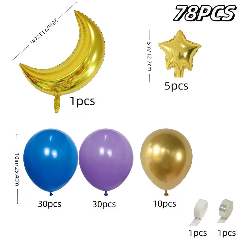 78pcs Eid Mubarak Balloons Background Ramadan Kareem Decoration Ramadan Mubarak Islamic Muslim Happy Eid Festival Party Supplies