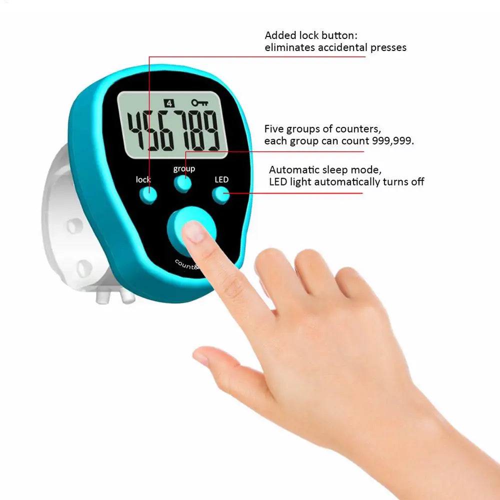 5 Channel Finger Counter LCD Electronic Digital Chanting Counters Tally Counter Mini Stitches Marker Row Finger Counter, Battery Included