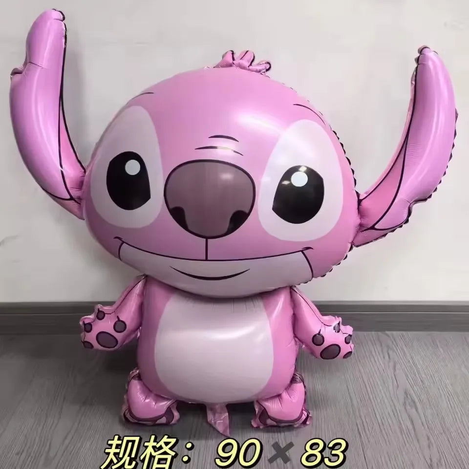 Stitch Angel Balloon Blue Pink Explosion Star Birthday Balloon Set Colorful Cartoon Character Aluminum Film Party Balloon