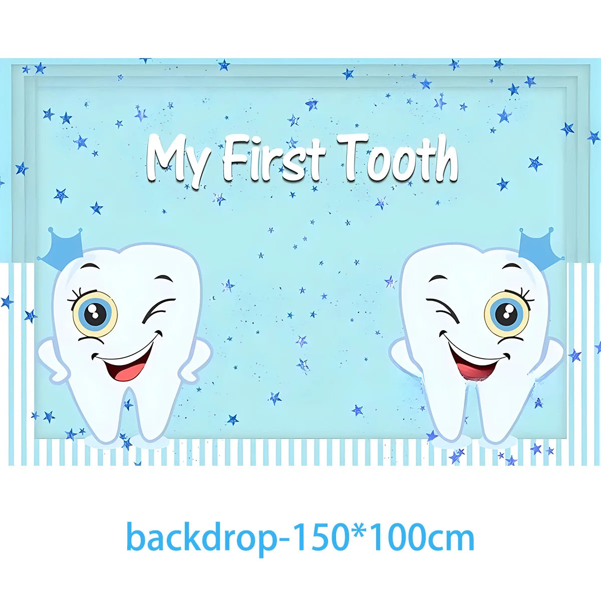 Blue My First Tooth Theme Birthday Party Decorations Disposable Tableware Balloon Banner Cake Toppers Kid Boys Baby Shower Gifts