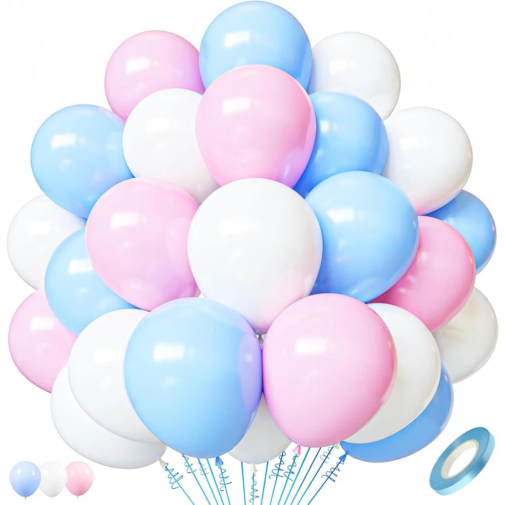 Baby Pink Balloons Set Pastel Pink White Metal Gold Confetti Balloon Baby Shower Gender Reveal Birthday Party Decorations Globos