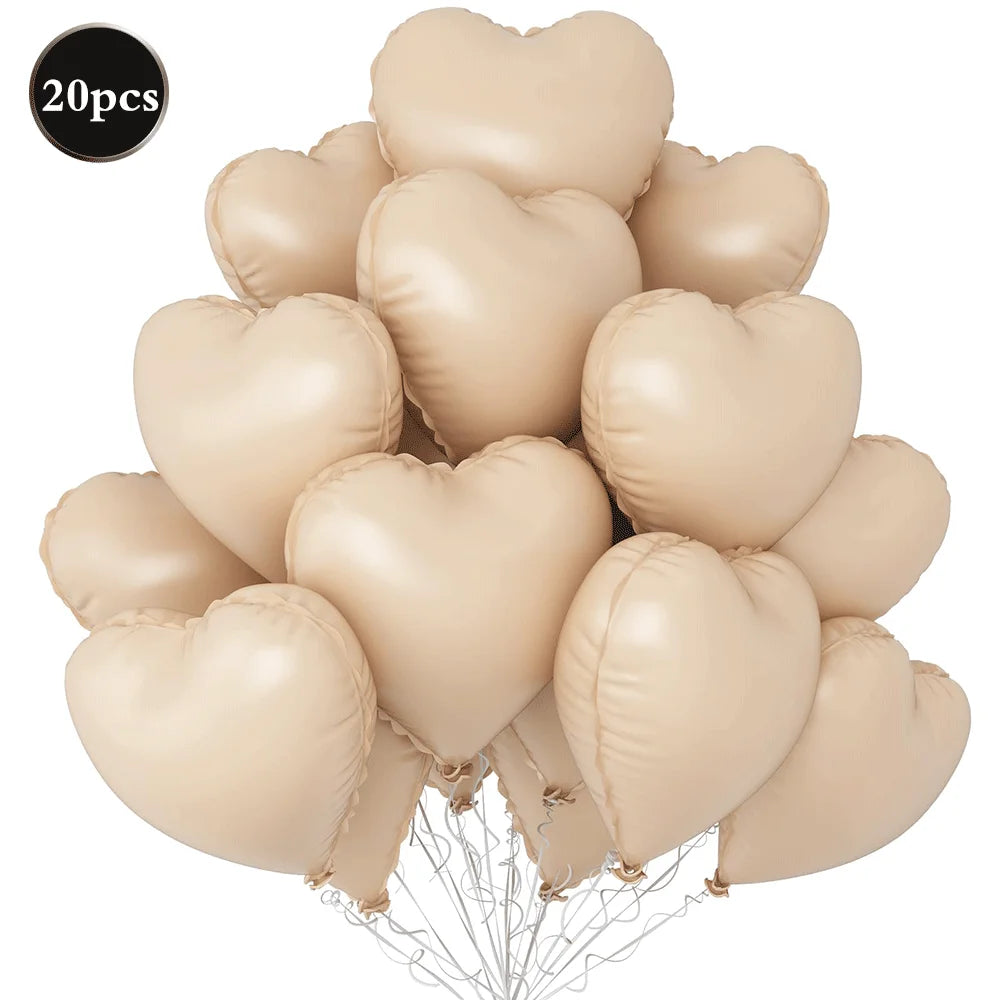 20Pcs Heart Balloons 18inch Cream Pink Love Heart Shaped Balloon Girls Birthday Party Bridal Wedding Valentine's Day Decorations
