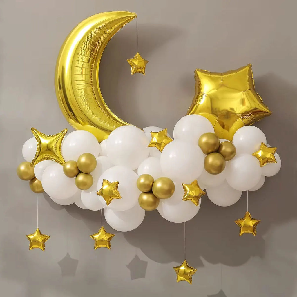 62 Pcs Moon Cloud Star Balloon Set For Birthday Gift Children's Toys Decorate Eid Party Supplies