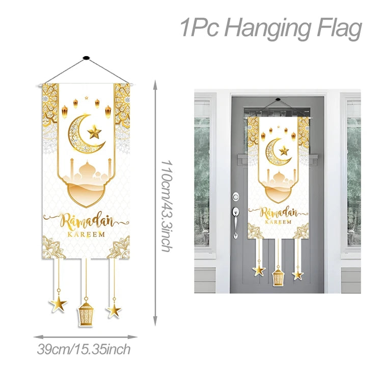 Eid Mubarak Decoration Hanging Flag Eid Mubarak Decor 2025 for Home Islamic Muslim Party Decor Ramadan Kareem Eid Al-Fitr Gift