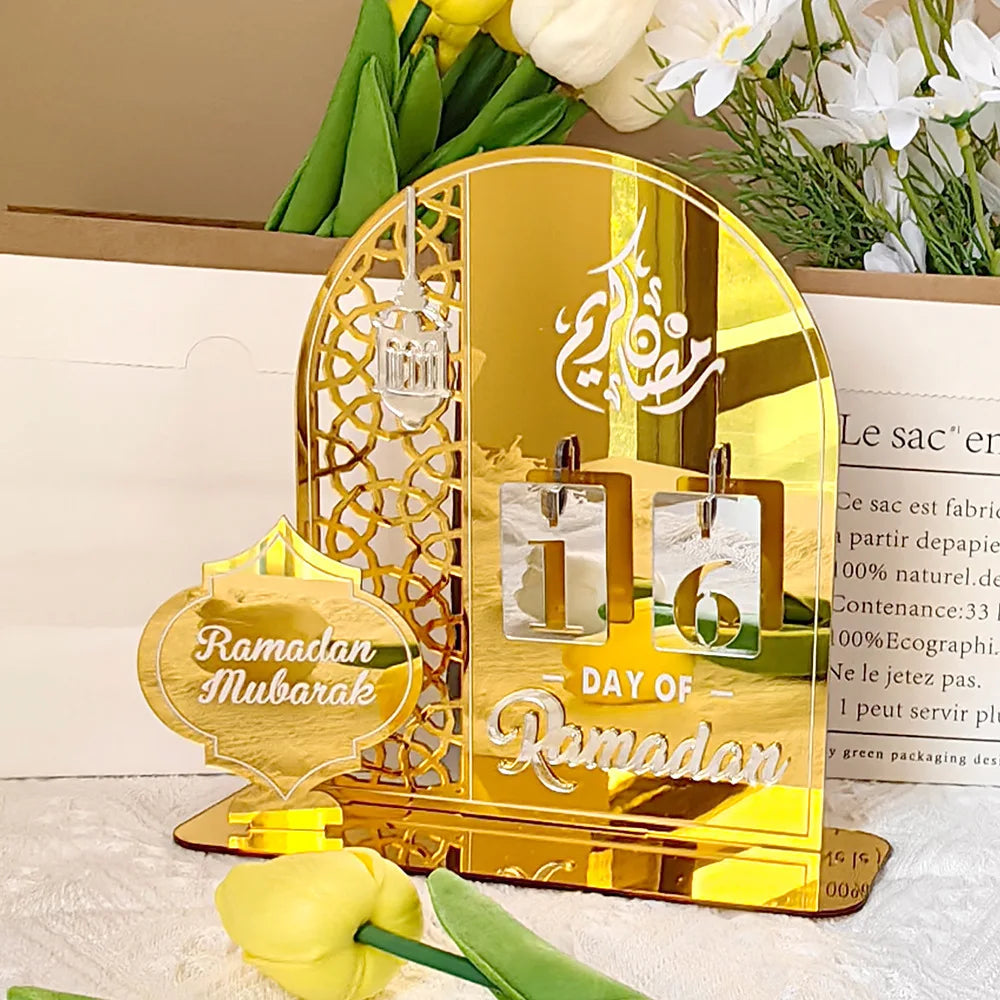 Acrylic Ramadan Countdown Calendar with Base Mubarak Islam Advent Gifts Ramadan Home Desktop Decora Countdown Numbers Calendar