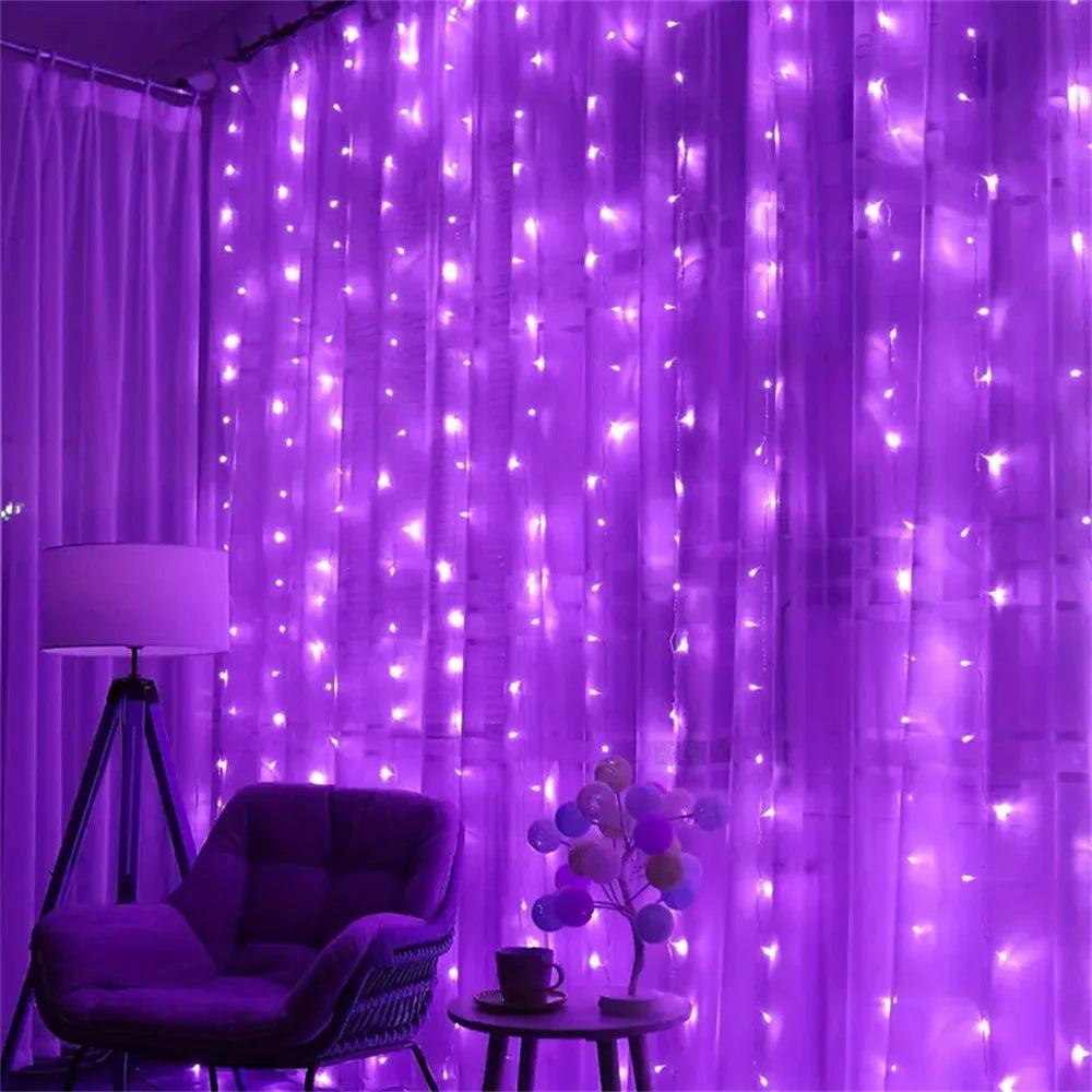 Curtain Lights LED 8 Modes Fairy Light Wedding Valentine's Day USB Plug Curtain Garland Ramadan EID Mubarak Decoration for Home