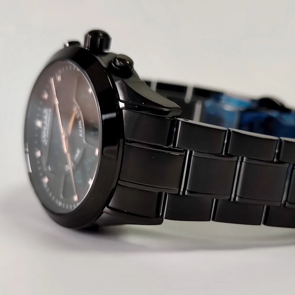 AL Harameen 6102FBB Azan Watch Islamic Prayer Alarm time for all Muslim Man's Stainless Steel Business Watch