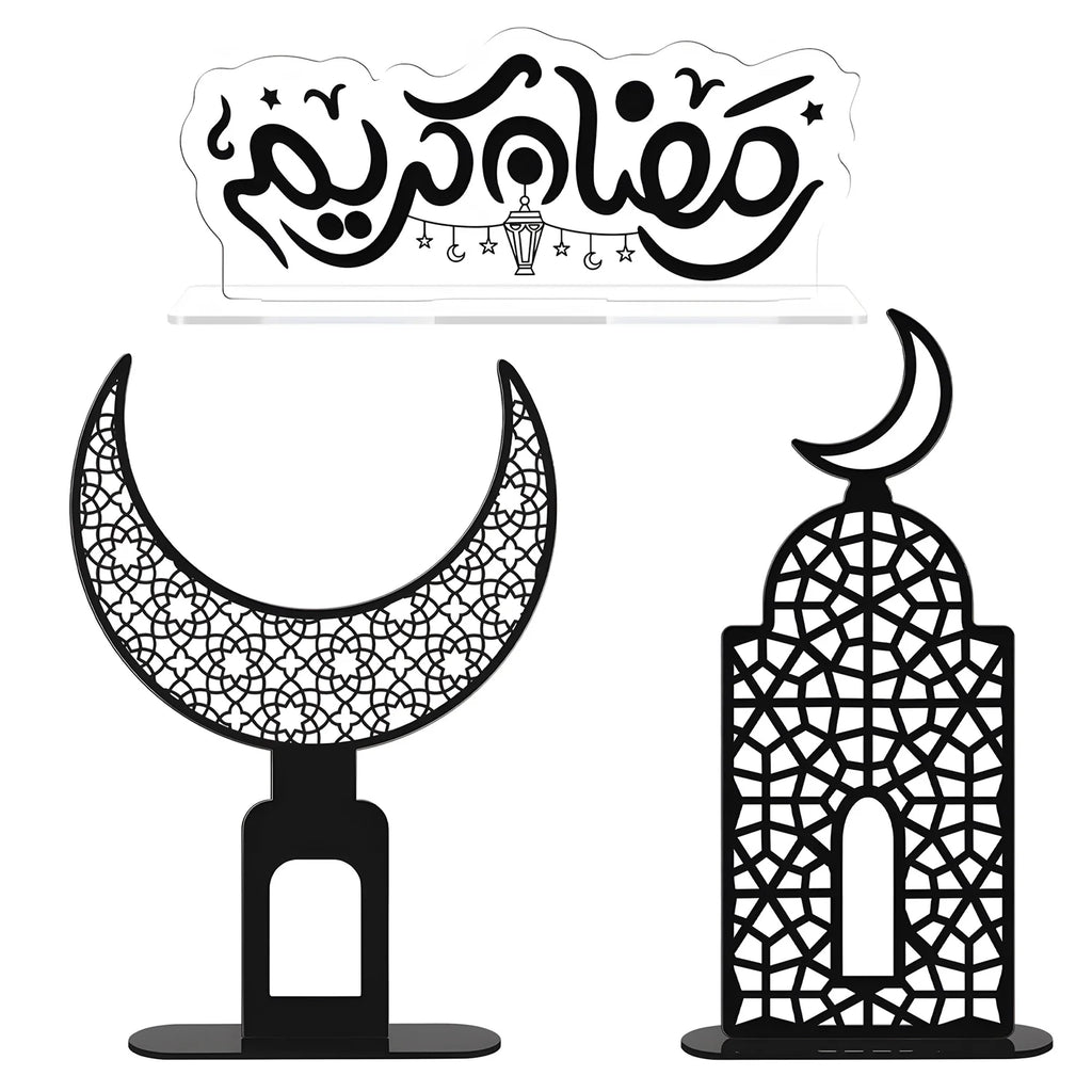 Black acrylic letter moon ornament Eid al Fitr Home Islamic Muslim Party Decor Ramadan Eid Mubarak Table Decor gift adult favors