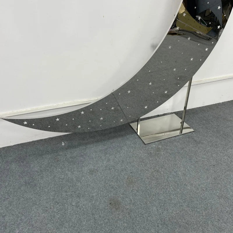 1pcs f30 83in Golden Stainless Steel Crescent Half Moon Wedding Arch Party Stage Backdrop Flower Stand Background Arch ivy332