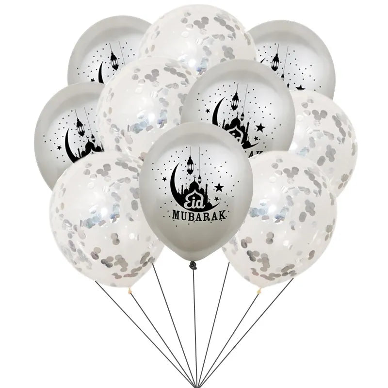 Eid Mubarak Latex Balloon Ramadan Kareem Moon Star Castle Decoration Air Globos Islamic Party Ramadan Mubarak Balloon Eid Gifts
