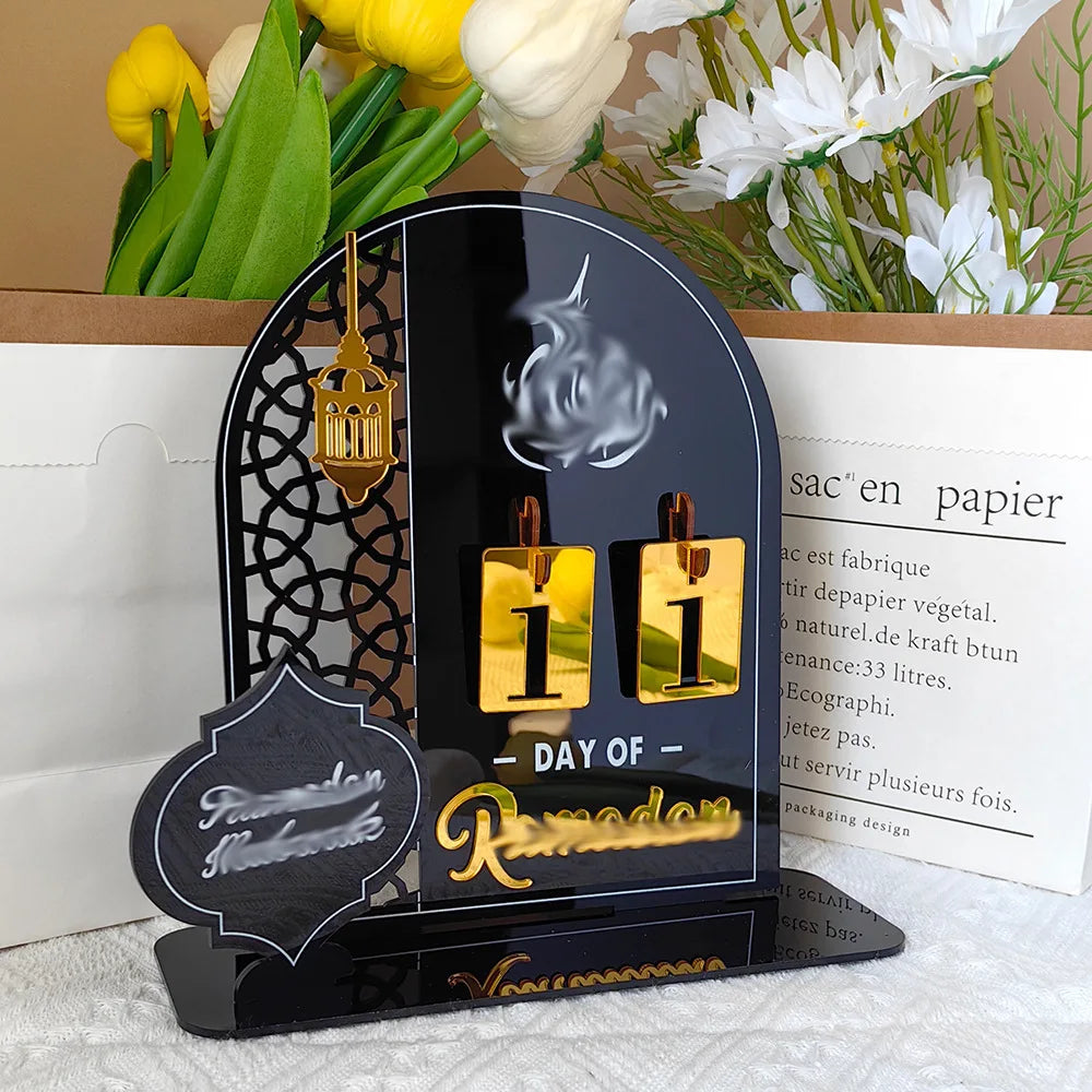 Ramadan Countdown Calendar 2026 Acrylic Silver Eid Mubarak Advent Islamic Home Decor For Muslim Party Indoor Table Desk Gifts