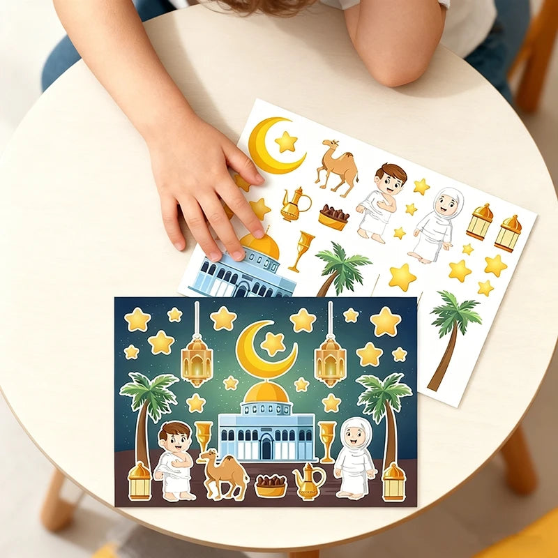 Moon Star Stickers Ramadan Decoration Muslim Eid Ramadan Tree Hanging Decoration Al Fitr Party Decor Festival Party Supplies