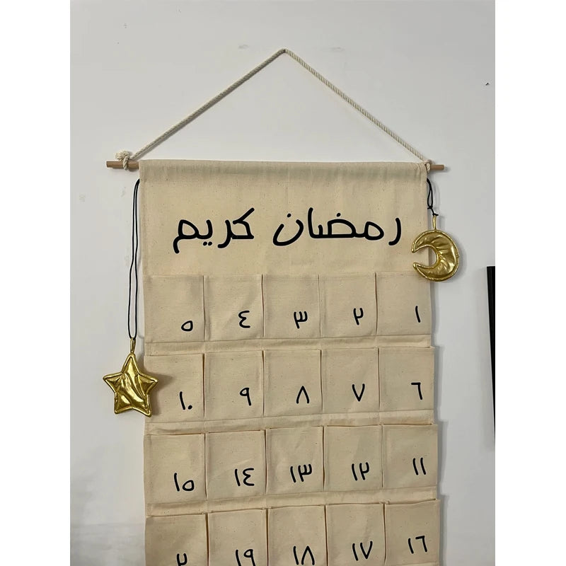 30 Days Ramadan Advent Calendar Eid Countdown Fabric Ramadan Kareem Decoration Eid Al-Fitr Home Wall Accessories Family Kid Gift