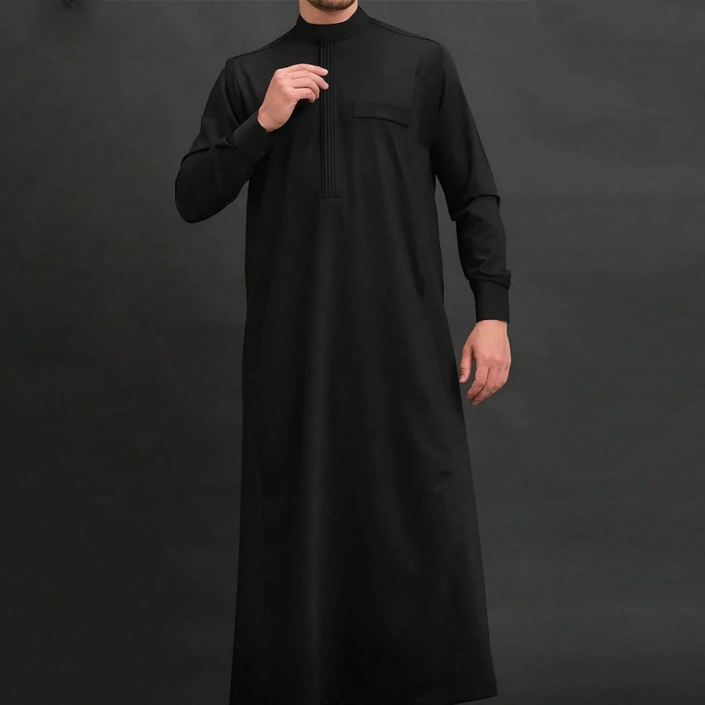 Muslim men's thobe long-sleeved embroidered Saudi Arabia elegant Islamic traditional clothing for festivals Arab Robe Dress