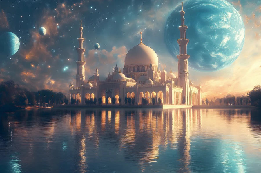 Ramadan Mubarak Backdrops Eid Al Adha Moon Islam Muslim Celebration Eid Party Night Decoration Background Photo Shoot Prop Gift