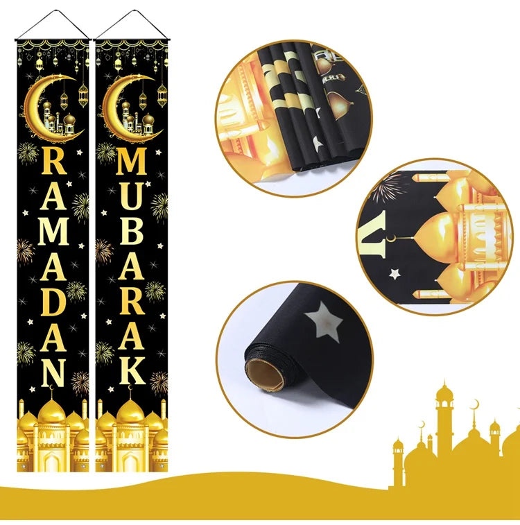 Eid Mubarak Door Banner Ramadan Decoration 2025 for Home Mubarak Ramadan Kareem Islamic Muslim Party Decor Eid Al Adha Gifts