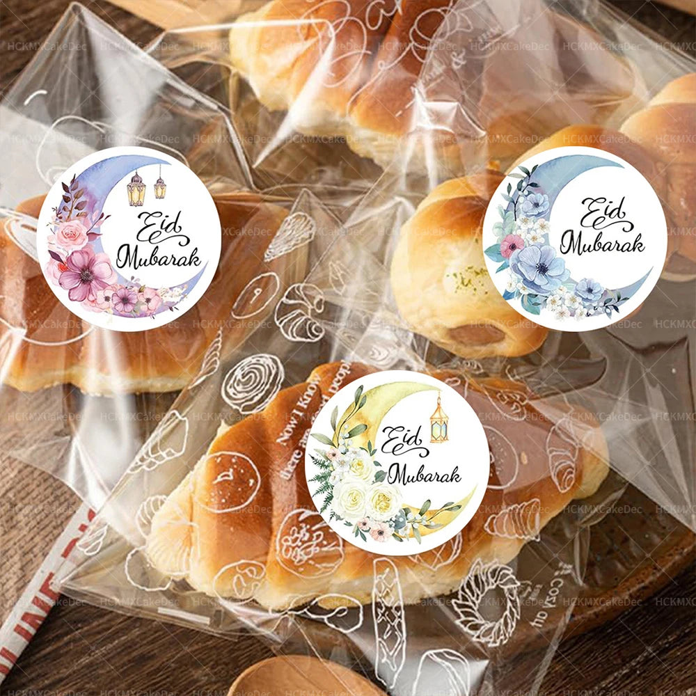 New EID Mubarak Stickers Gift Bag Candy Box Seal Lables Ramadan Kareem Paper Sticker Party DIY Decoration