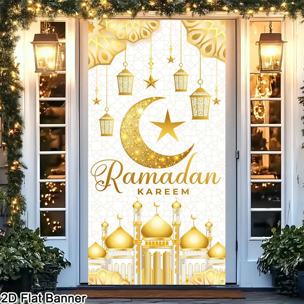 Eid & Ramadan Door Banner Hanging Flag Ramadan Decoration 2026 for Home Ramadan Kareem Ramadan Eid Muslim Party Eid Al-Fitr Gift