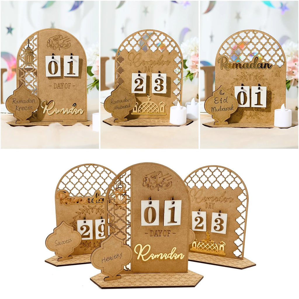 Ramadan Kareem Countdown Calendar Ornament Eid Mubarak Decoration 2025 For Home Muslim Islamic Festival Eid Al-Fitr Party Favors