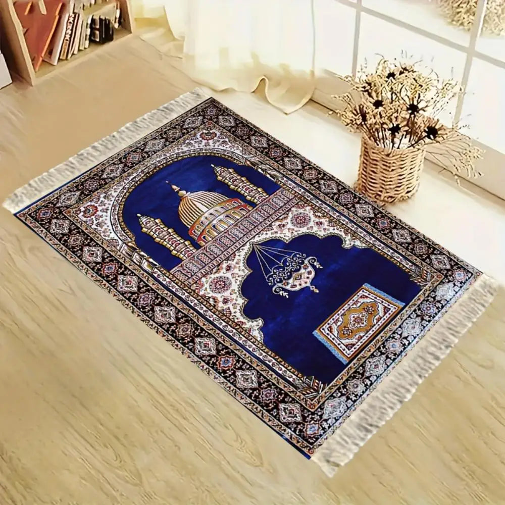 VIKAMA Portable Prayer Mat with Magnificent Mosque Pattern Foldable Carpet for Indoor and Outdoor Use Prayer Room Home Decor