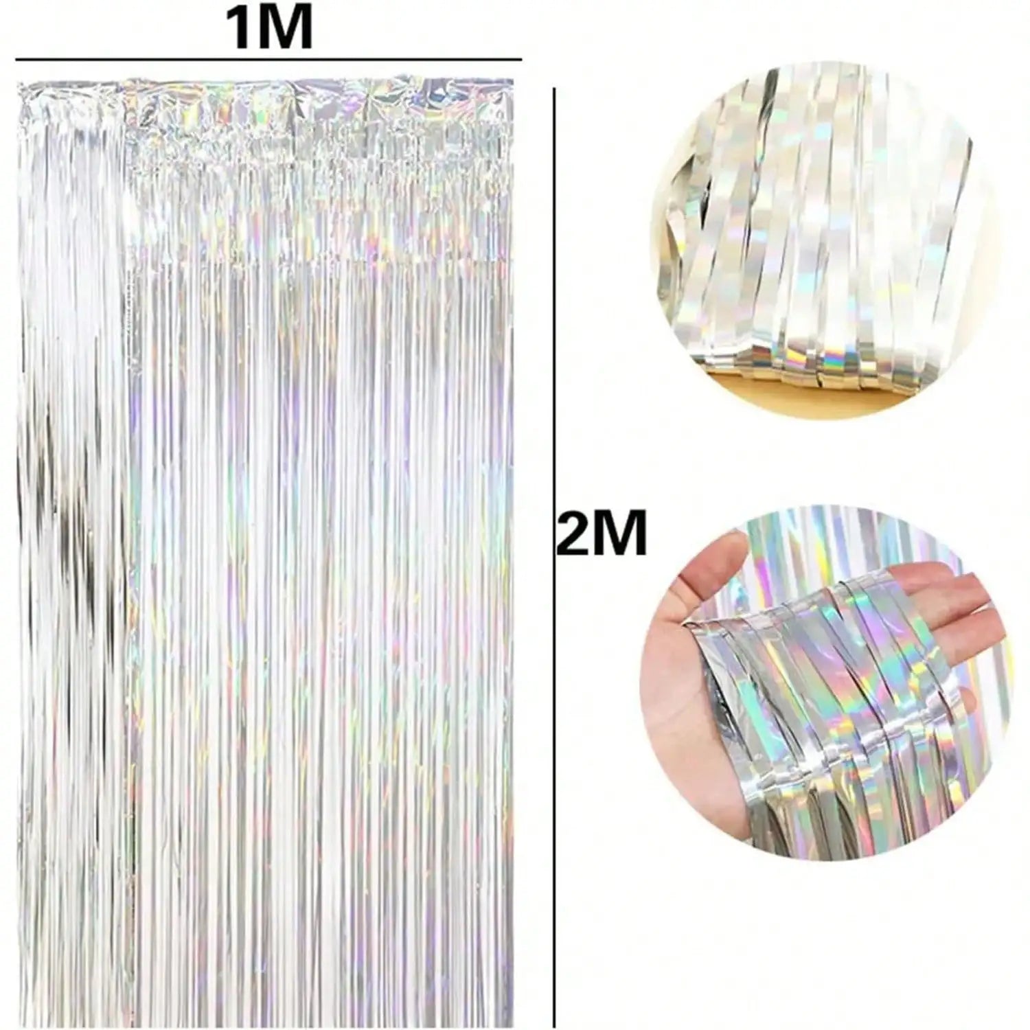 3.28ft x 6.56ft Shiny Corlorful Metallic Tinsel Foil Fringe Curtains Photo Booth Props for Engagement Shower Party Decorations