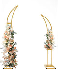 6.9ft Balloon Arch Stand Curved Wedding Arch Backdrop Stand Moon Arch for Ceremony Birthday Party(Gold)