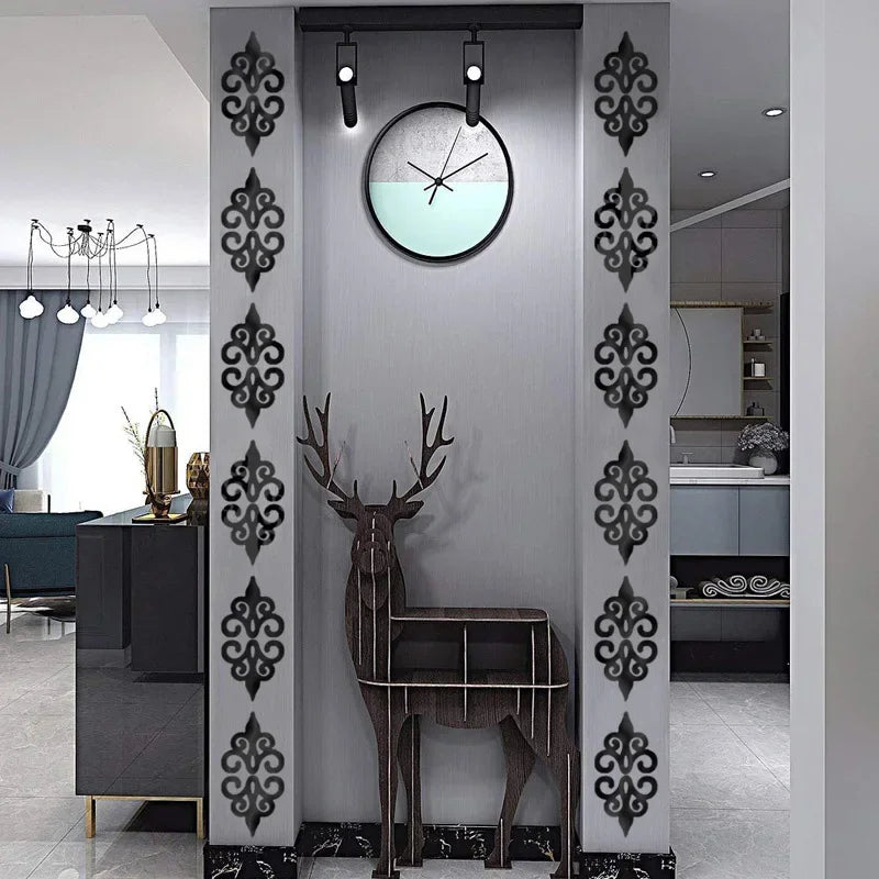 10Pcs 3D Acrylic Mirror Diagonal Lace Wall Stickers Porch Wardrobe Border Decoration Wall Decals Peel & Stick Home Decoration