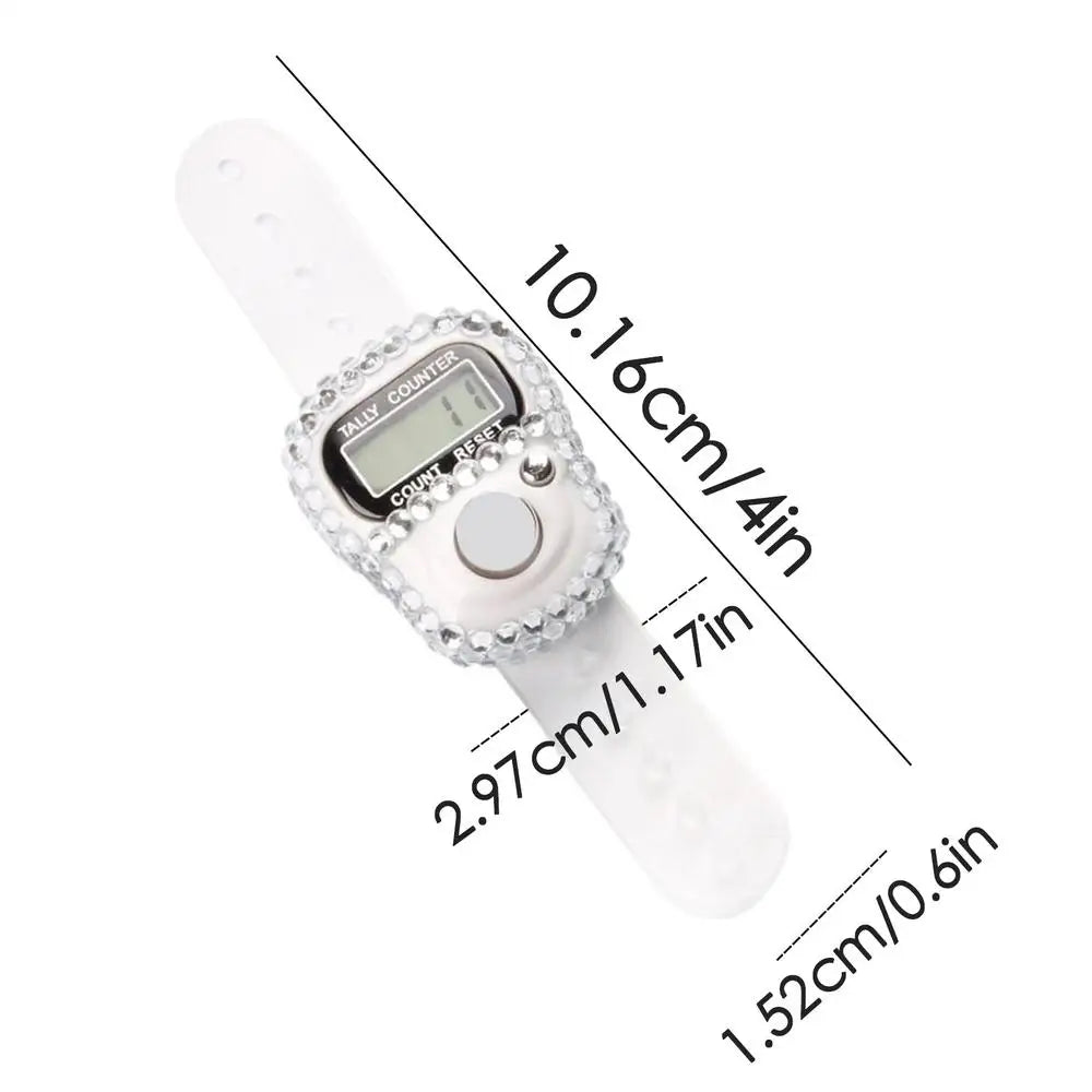 Electronic Finger Counter LCD Digital Display Finger Counter Resettable Lap Record Ring Manual Knitting Row Tally Ring, Battery Included