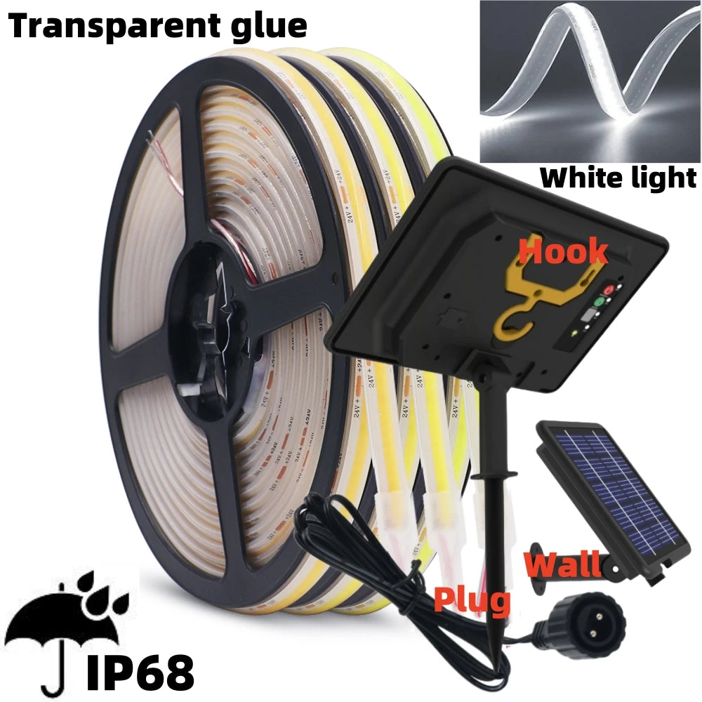 DC 24V COB Solar Neon Light Strips 320LEDs 480LEDs High Density Linear Lighting IP67 IP68 Waterproof Outdoor Warm Natural White