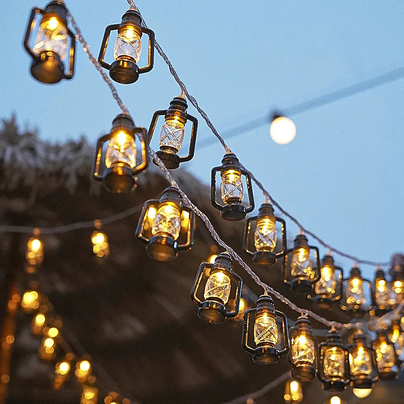 Black Lantern LED String Lights Mini Lamp for Indoor Outdoor Patio Garden Holiday Home Ramadan Wedding Party 481